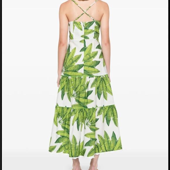 FARM Rio Green White Spaghetti Strap Maxi Sundress size xl nwt - Picture 8 of 11